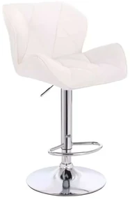 LuxuryForm DESIGN Barová stolička MILANO VELUR na striebornom tanieri - biela