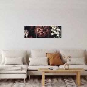 Obraz - Temné kvety (s hodinami) (90x30 cm)