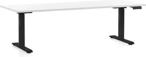 Výškovo nastaviteľný stôl OfficeTech D, 200 x 80 cm, čierna podnož, biela