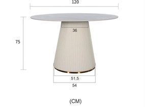 Jedálenský stôl Modig 120 cm eko koža ecru/mramor