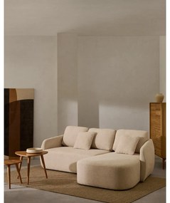 Krémová ženilková rozkladacia rohová pohovka (pravý roh/s leňoškou) Laira – Kave Home