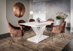 Rozkladací jedálenský stôl PEPAX - biely lesklý