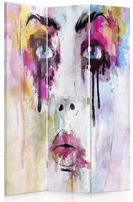 Ozdobný paraván Abstraktní tvář ženy - 110x170 cm, trojdielny, klasický paraván
