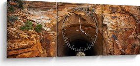 Obraz - tunel v skale (s hodinami) (90x30 cm)