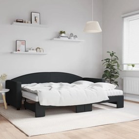 Rozkladacia denná posteľ s matracmi čierna 80x200 cm látka 3197203