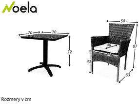 Noela Balkónový set Ristorante + 2x ratanové kreslo Bali PREMIUM