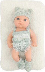 LEAN Toys Detská bábika s dekou Biele a sivé oblečenie Čapka 18 cm