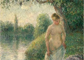 Sklenený obraz - Camille Pissarro, The Bather, reprodukcia (70x50 cm)
