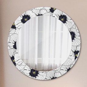 Okrúhle zrkadlo s potlačou Zloženie lineárnych kvetov fi 60 cm
