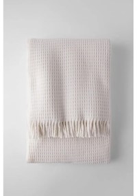 Krémovobiely pléd s vafľovým vzorom Euromant Waffel, 140 x 180 cm