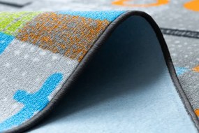 Koberec JUMPY Patchwork sivý/pomarančový/nebeský
