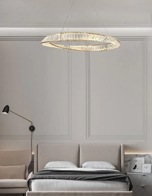 Krištáľový závesný LED luster APP1201-CP 50 cm zlatý/neutrálna biela