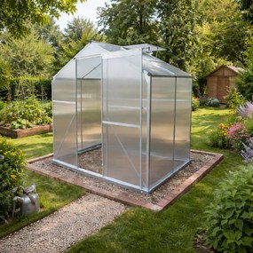 Skleník so základňou BestBerg BBGH‑406S / 2,5 m² / 130 × 190 × 194 cm / strieborná