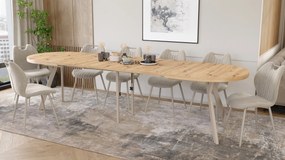 Mazzoni EXPANSO Dub Artisan / kašmírové nohy - OVÁLNY ROZKLADACÍ STÔL 160-360 cm PRE 16-18 OSÔB