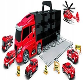 Nákladné hasičské auto s vozidlami kamión