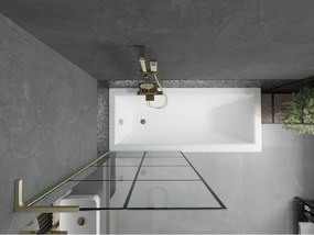 Mexen Next L, 1-krídlová vaňová zástena 80 x 150 cm, 6mm číre sklo-čierny vzor, zlatý matný profil, 895-080-000-03-77-55