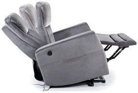 Polohovacie kreslo Adonis Velvet, sivá