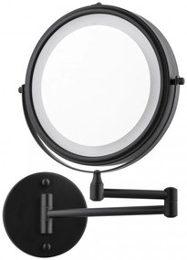Erga Eda, LED osvetlené kozmetické zrkadlo na make-up ø20 cm, čierna matná, ERG-YKA-CH.EDA-BLK