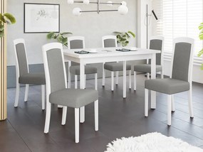 Rozkladací jedálenský stôl so 6 stoličkami - AL26, Morenie: biela - L, Poťahové látky: Hygge D91