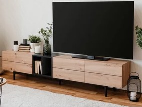 Široká TV skrinka Nola, dub artisan/čierna%