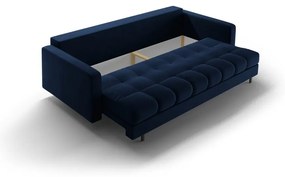 Tmavomodrá zamatová rozkladacia/s úložným priestorom pohovka 222 cm Bali – Cosmopolitan Design