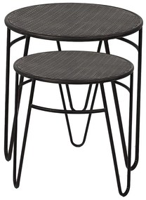 2ks hnedý antik kovový odkladací stolík Viani - Ø 51*51 / Ø 41*42 cm