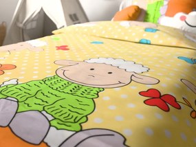 Bavlněné povlečení do postýlky OVEČKY žluté Rozmer obliečky: 45 x 65 cm | 90 x 135 cm