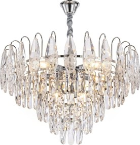 Toolight Toolight, krištáľová závesná lampa Ø50 cm, 6xE14, SWE079-CP, chrómová, OSW-30208