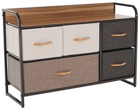 Komoda s látkovými zásuvkami HAZEL TYPE 4, hnedá, S