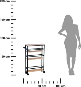 Pojízdný kuchyňský vozík Vaski 81 cm černý/hnědý