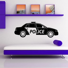 Veselá Stena Samolepka na stenu na stenu Policajné autíčko Farba: čierna