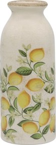 Béžová antik keramická váza s citrónmi Limone Blossom - Ø 8*20 cm