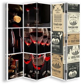 Ozdobný paraván, Variace na téma víno - 180x170 cm, päťdielny, korkový paraván