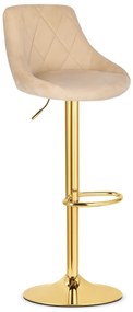 Barová stolička KAST - béžový zamat / zlatý základ