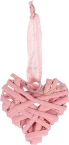 Závesná dekorácia Srdce prútené, ružové%