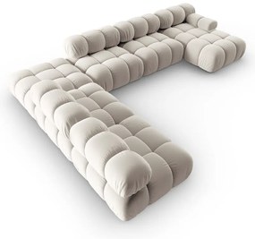 Béžová zamatová modulárna rohová pohovka (ľavý roh/do tvaru "U") Bellis – Micadoni