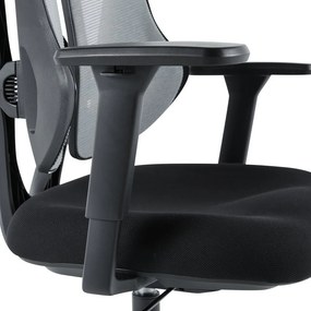 Kancelárska ergonomická stolička MORA — sieť / látka, sivá / čierna