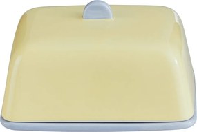 BUTTER Dóza na maslo keramická - žltá/modrá