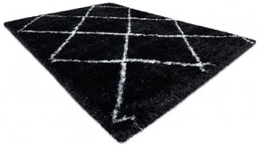Koberec FLUFFY 2373 shaggy kratka, trellis - antracit / biely