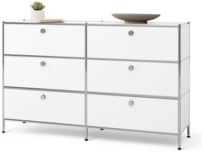 Kovová komoda »CN3« so 6 zásuvkami, biela