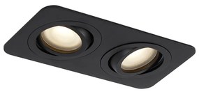 Zaoblené zapustené bodové svietidlo čierne GU10 50 mm otočné a naklápacie IP44 2-svetlá - Alberto