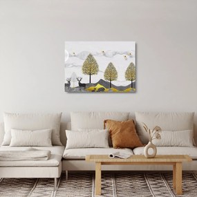 Sklenený obraz maľovaných jeleňov (70x50 cm)