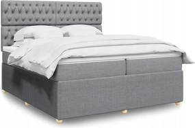 vidaXL Posteľný rám boxsping s matracom bledosivý 200x200 cm látka