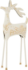 Dekoratívny kovový sob Reindeer biely so zlatými detailmi – 43*15*87 cm