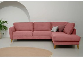 Ružová menčestrová rohová pohovka (pravý roh) Paris – Scandic