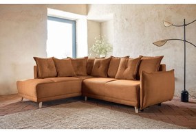 Menčestrová rozkladacia rohová pohovka v tehlovej farbe (ľavý roh) Lazy Lukka – Miuform