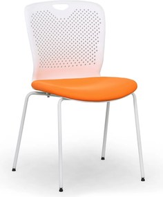 Plastová konferenčná stolička OPEN, biela/oranžová