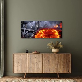 Obraz plamenného autá (120x50 cm)