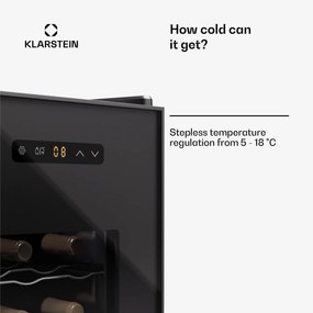 Klarstein Silent Vino 12 Uno, chladnička na víno, 31 l / 12 fliaš, 5-18 °C, dotykové