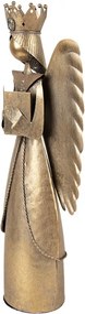 Zlatá antik kovová dekorácia anjel Christmas Angel - 17*10*39 cm